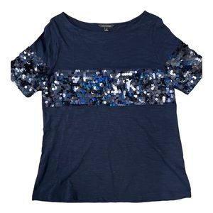 Banana Republic Navy short sleeve top with Sequins, Size small